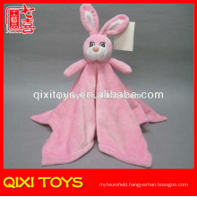 Hot selling pink plush baby blanket with plush bunny toy